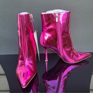The Drop Metallic Hot Pink Y2K Ankle Boots Size 9